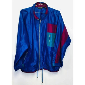 Vintage Christian Dior Mens Multi-Color Colorblock Full Zip Jacket Size Large